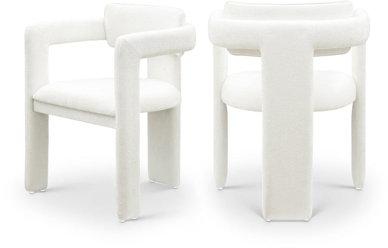 Brenda Chenille Fabric Upholstered Dining Chair in Cream, Set of 2 - 11084Cream-C