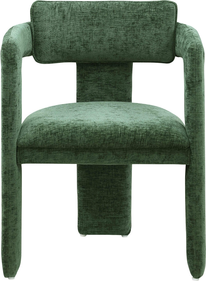 Brenda Chenille Fabric Upholstered Dining Chair in Green, Set of 2 - 11084Green-C