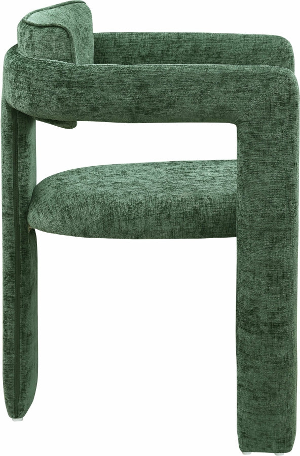 Brenda Chenille Fabric Upholstered Dining Chair in Green, Set of 2 - 11084Green-C
