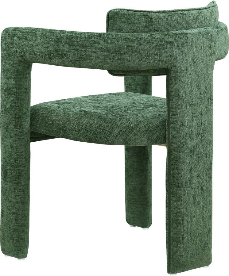 Brenda Chenille Fabric Upholstered Dining Chair in Green, Set of 2 - 11084Green-C