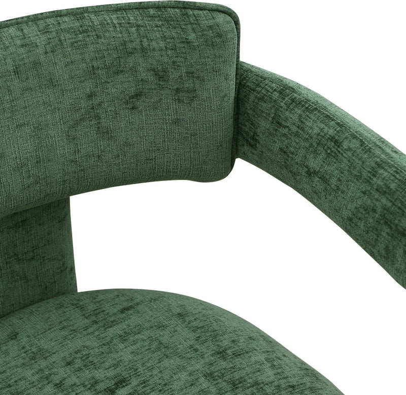 Brenda Chenille Fabric Upholstered Dining Chair in Green, Set of 2 - 11084Green-C
