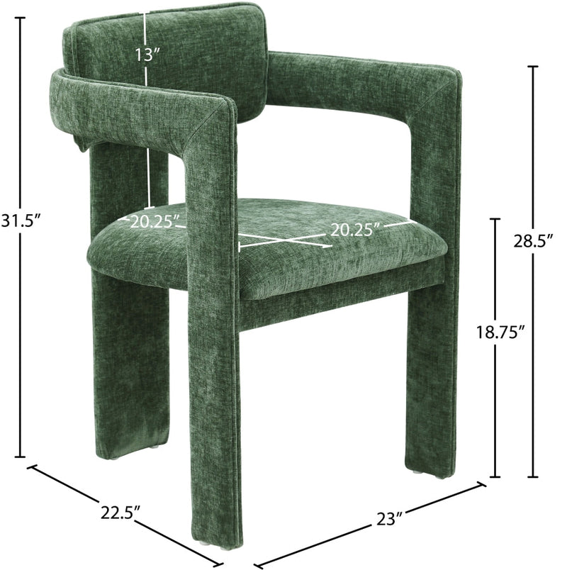 Brenda Chenille Fabric Upholstered Dining Chair in Green, Set of 2 - 11084Green-C