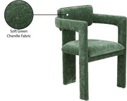 Brenda Chenille Fabric Upholstered Dining Chair in Green, Set of 2 - 11084Green-C