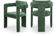 Brenda Chenille Fabric Upholstered Dining Chair in Green, Set of 2 - 11084Green-C