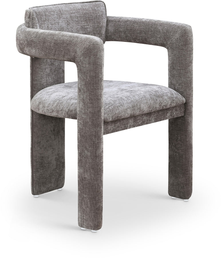 Brenda Chenille Fabric Upholstered Dining Chair in Grey, Set of 2 - 11084Grey-C