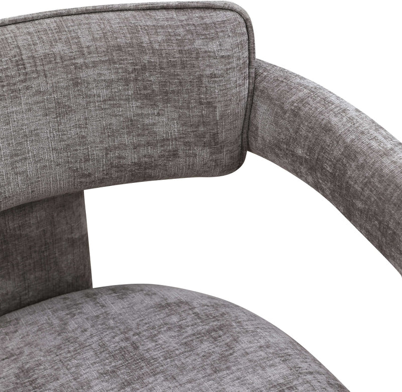 Brenda Chenille Fabric Upholstered Dining Chair in Grey, Set of 2 - 11084Grey-C