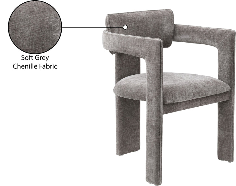 Brenda Chenille Fabric Upholstered Dining Chair in Grey, Set of 2 - 11084Grey-C