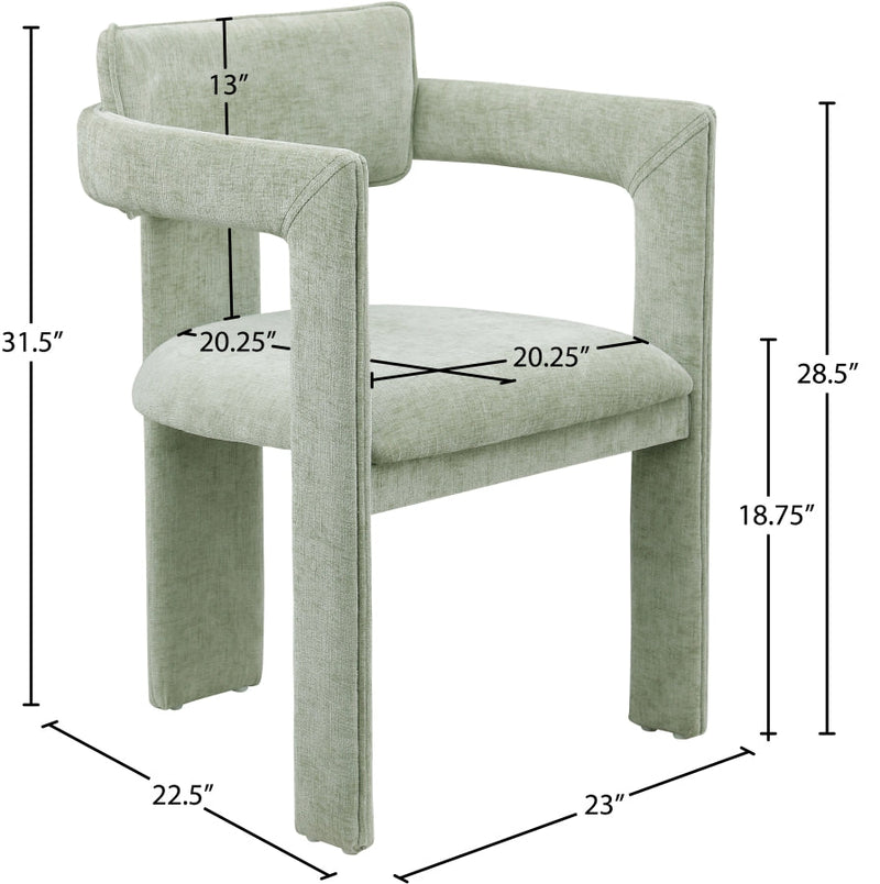 Brenda Chenille Fabric Upholstered Dining Chair in Mint, Set of 2 - 11084Mint-C