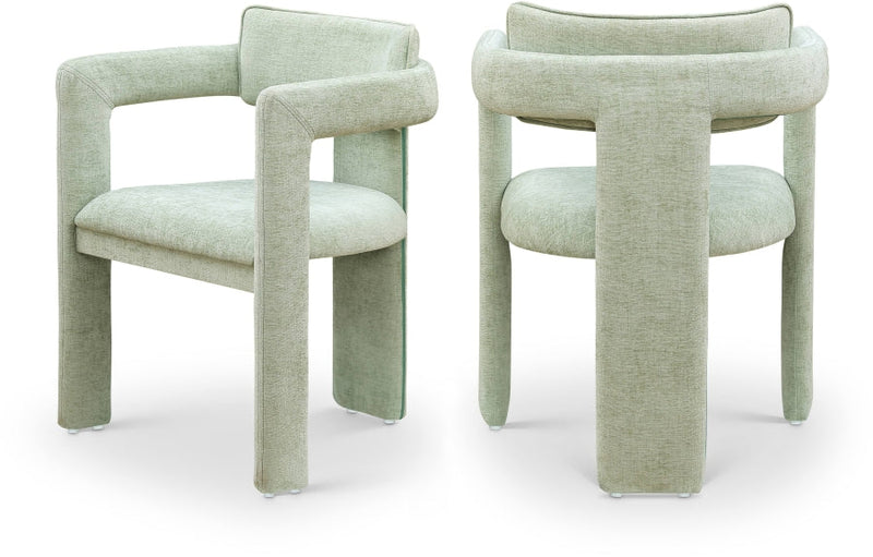 Brenda Chenille Fabric Upholstered Dining Chair in Mint, Set of 2 - 11084Mint-C