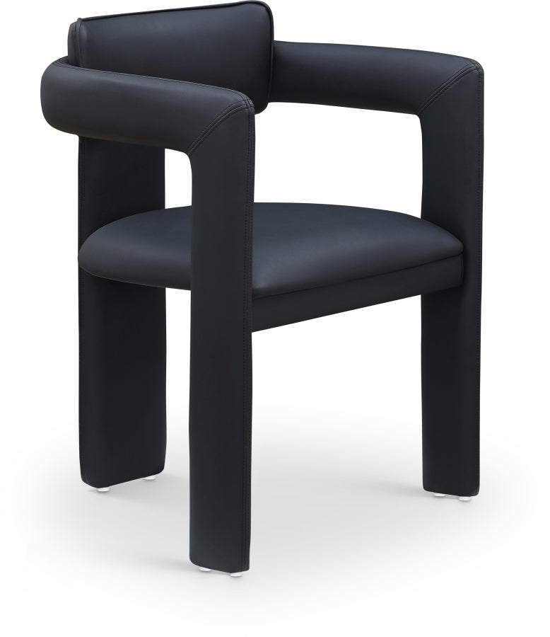 Brenda Vegan Leather Upholstered Dining Chair in Black, Set of 2 - 11085Black-C