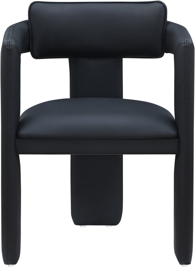 Brenda Vegan Leather Upholstered Dining Chair in Black, Set of 2 - 11085Black-C