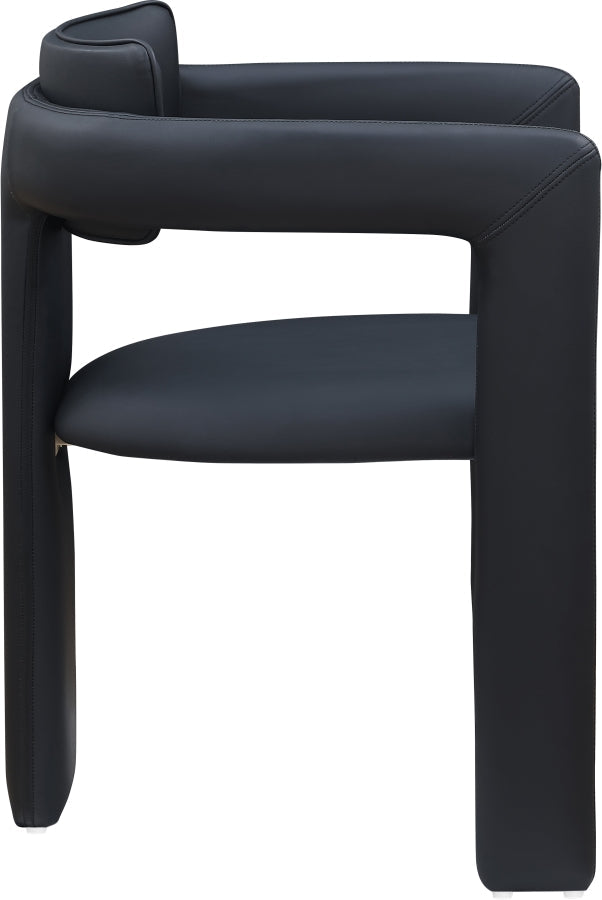 Brenda Vegan Leather Upholstered Dining Chair in Black, Set of 2 - 11085Black-C