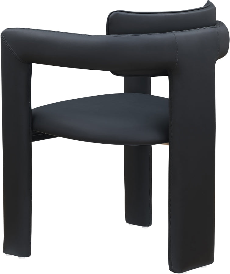 Brenda Vegan Leather Upholstered Dining Chair in Black, Set of 2 - 11085Black-C