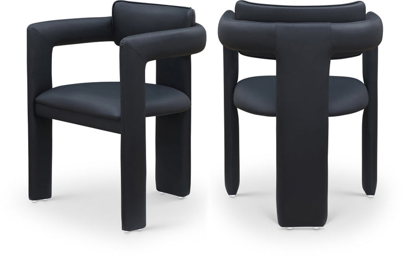Brenda Vegan Leather Upholstered Dining Chair in Black, Set of 2 - 11085Black-C