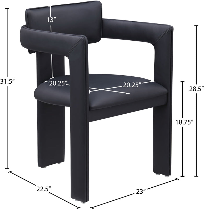 Brenda Vegan Leather Upholstered Dining Chair in Black, Set of 2 - 11085Black-C