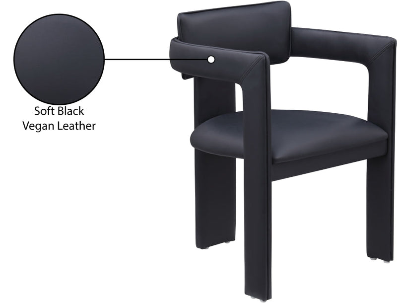 Brenda Vegan Leather Upholstered Dining Chair in Black, Set of 2 - 11085Black-C