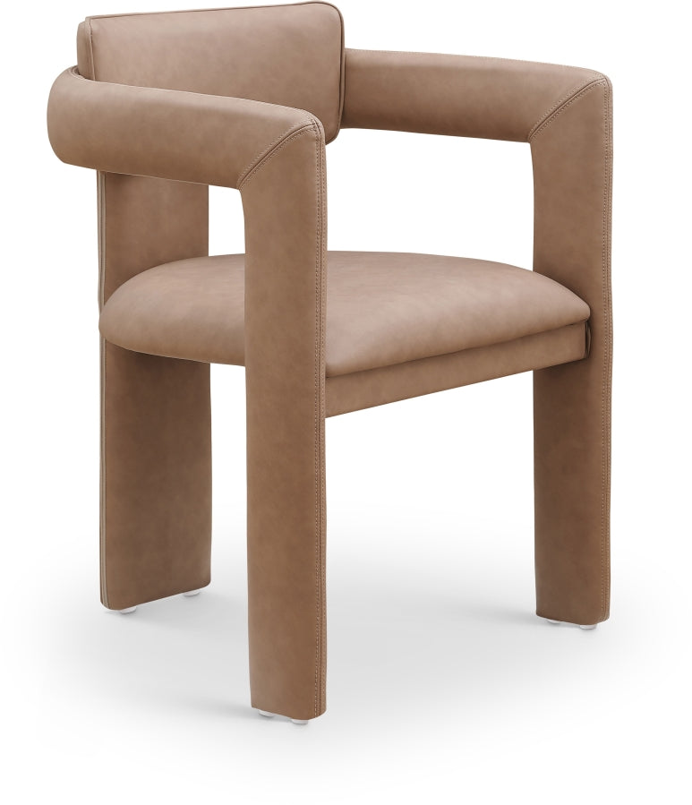 Brenda Vegan Leather Upholstered Dining Chair in Brown, Set of 2 - 11085Brown-C