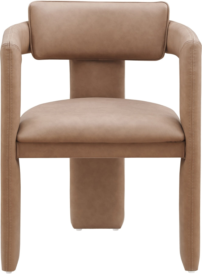 Brenda Vegan Leather Upholstered Dining Chair in Brown, Set of 2 - 11085Brown-C