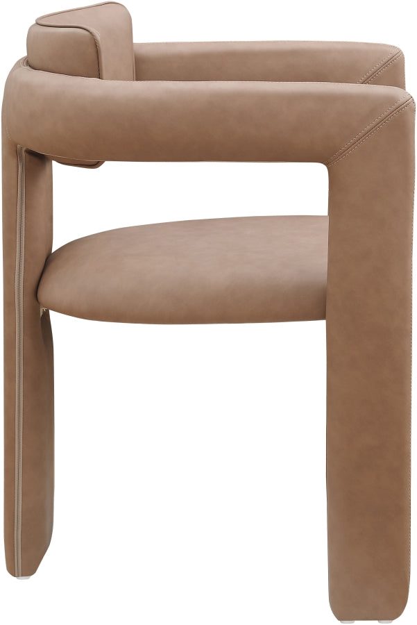 Brenda Vegan Leather Upholstered Dining Chair in Brown, Set of 2 - 11085Brown-C