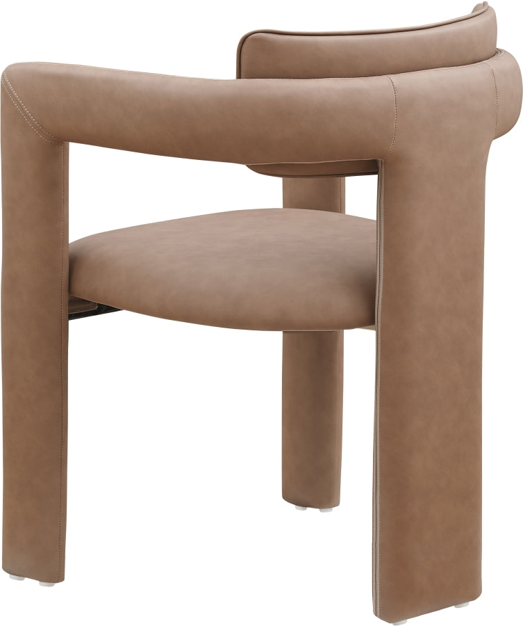 Brenda Vegan Leather Upholstered Dining Chair in Brown, Set of 2 - 11085Brown-C