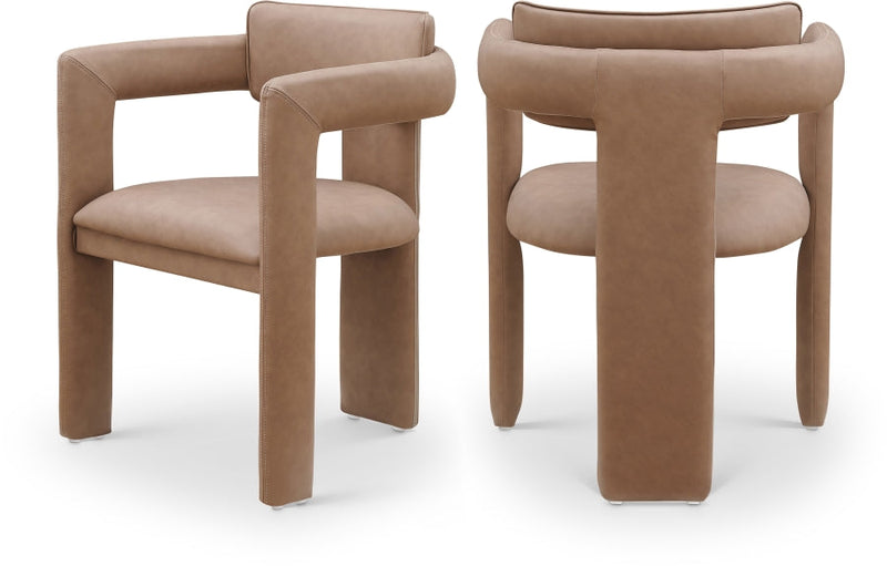 Brenda Vegan Leather Upholstered Dining Chair in Brown, Set of 2 - 11085Brown-C