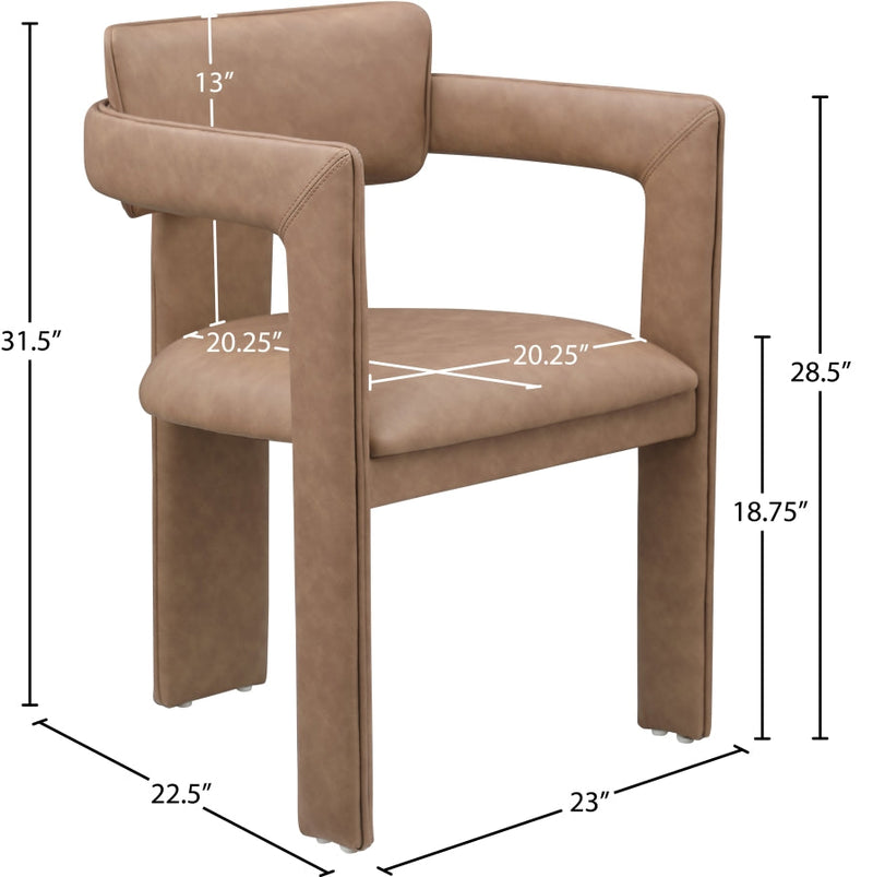 Brenda Vegan Leather Upholstered Dining Chair in Brown, Set of 2 - 11085Brown-C