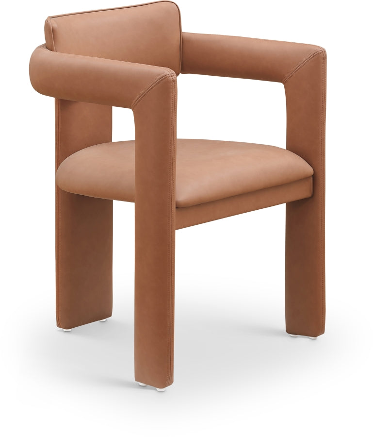 Brenda Vegan Leather Upholstered Dining Chair in Cognac, Set of 2 - 11085Cognac-C
