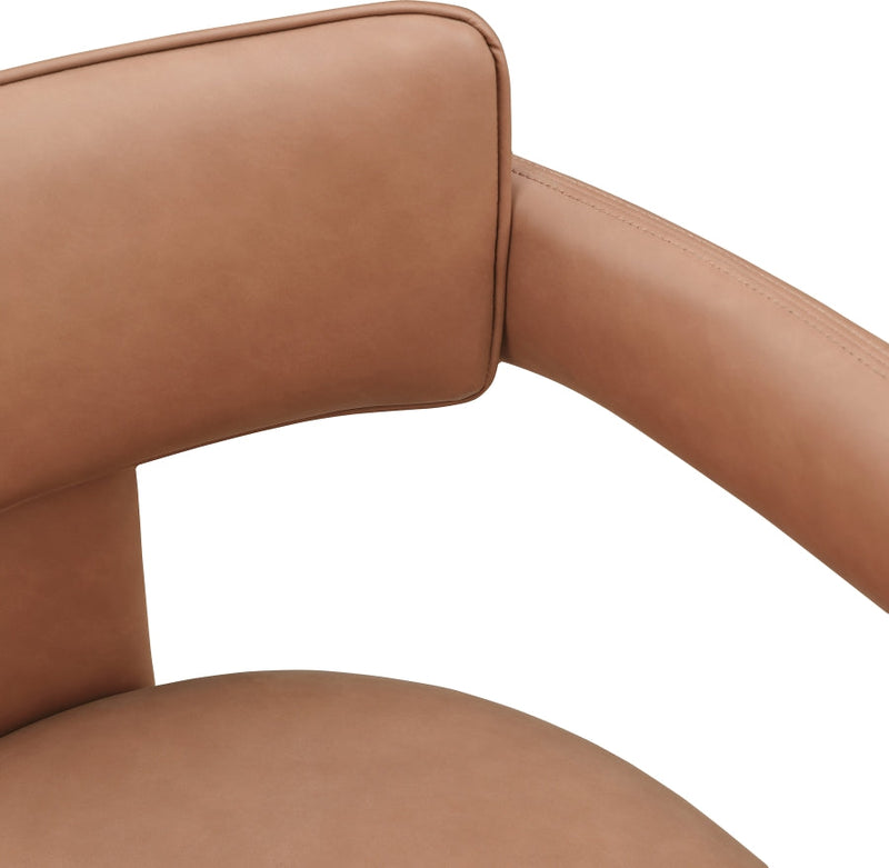 Brenda Vegan Leather Upholstered Dining Chair in Cognac, Set of 2 - 11085Cognac-C