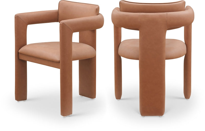 Brenda Vegan Leather Upholstered Dining Chair in Cognac, Set of 2 - 11085Cognac-C