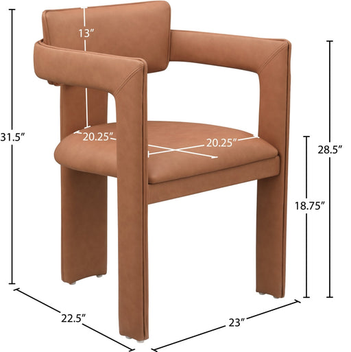 Brenda Vegan Leather Upholstered Dining Chair in Cognac, Set of 2 - 11085Cognac-C