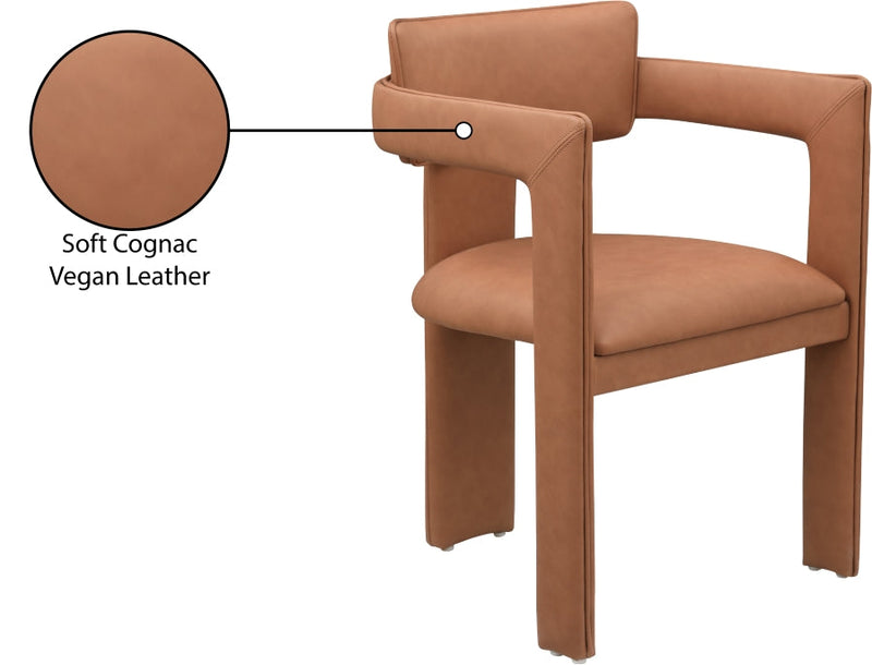Brenda Vegan Leather Upholstered Dining Chair in Cognac, Set of 2 - 11085Cognac-C