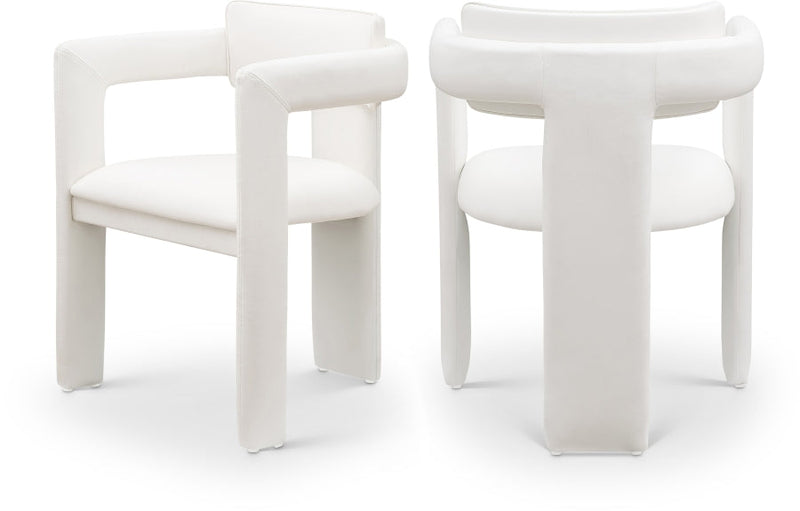 Brenda Vegan Leather Upholstered Dining Chair in Cream, Set of 2 - 11085Cream-C