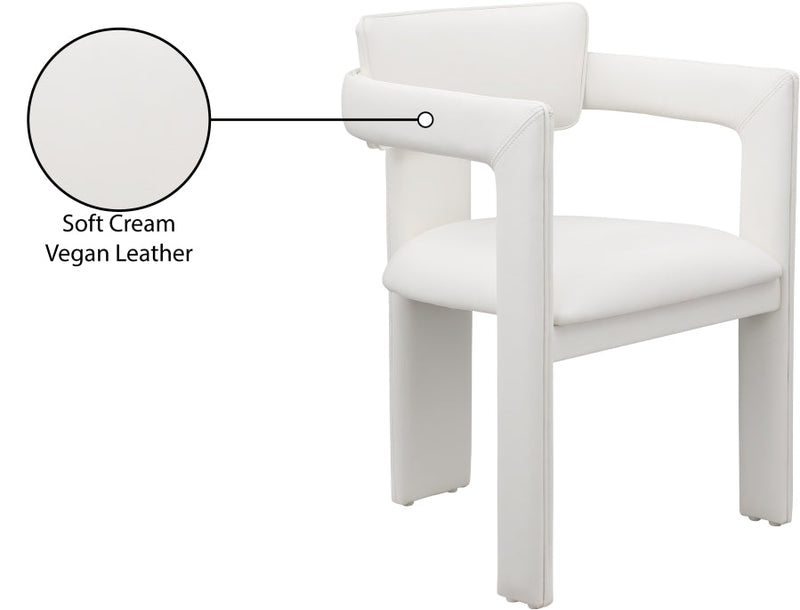 Brenda Vegan Leather Upholstered Dining Chair in Cream, Set of 2 - 11085Cream-C