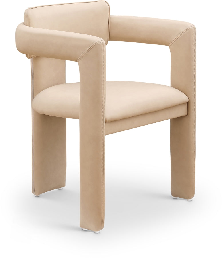 Brenda Vegan Leather Upholstered Dining Chair in Natural, Set of 2 - 11085Tan-C