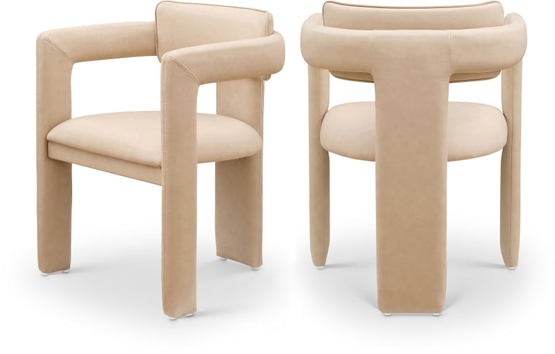 Brenda Vegan Leather Upholstered Dining Chair in Natural, Set of 2 - 11085Tan-C