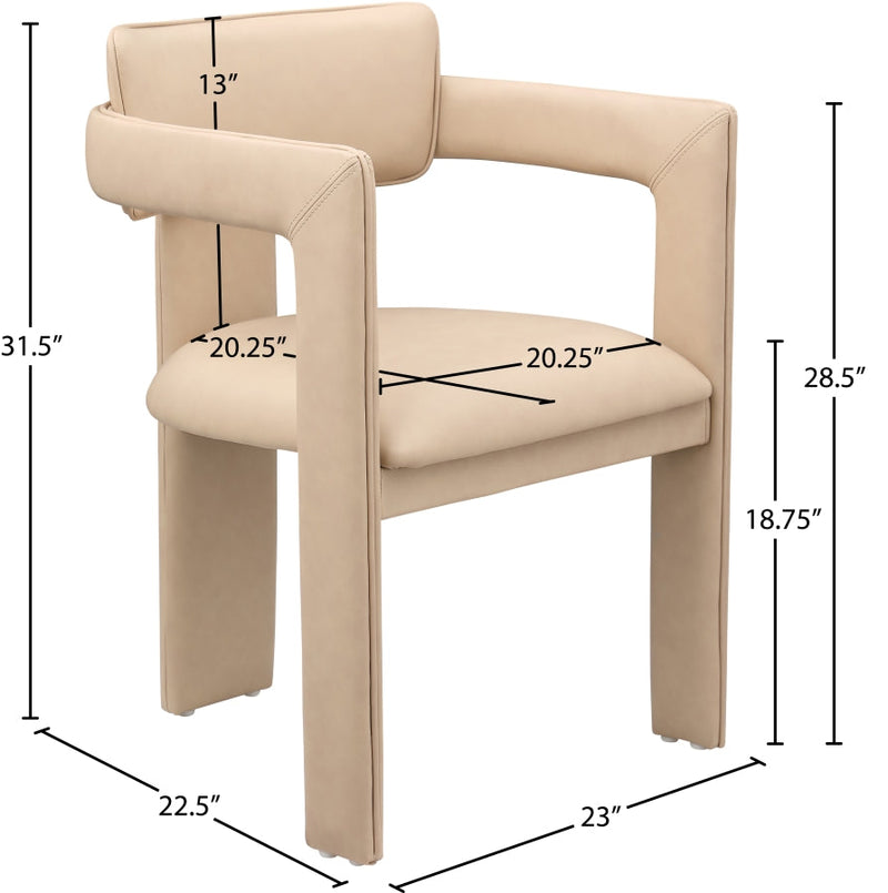 Brenda Vegan Leather Upholstered Dining Chair in Natural, Set of 2 - 11085Tan-C