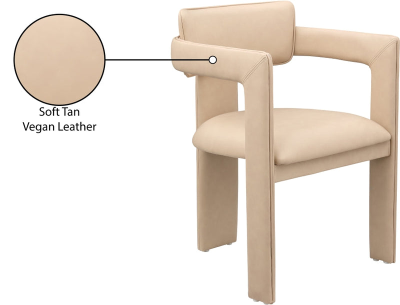 Brenda Vegan Leather Upholstered Dining Chair in Natural, Set of 2 - 11085Tan-C