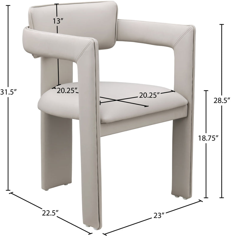 Brenda Vegan Leather Upholstered Dining Chair in Taupe, Set of 2 - 11085Taupe-C
