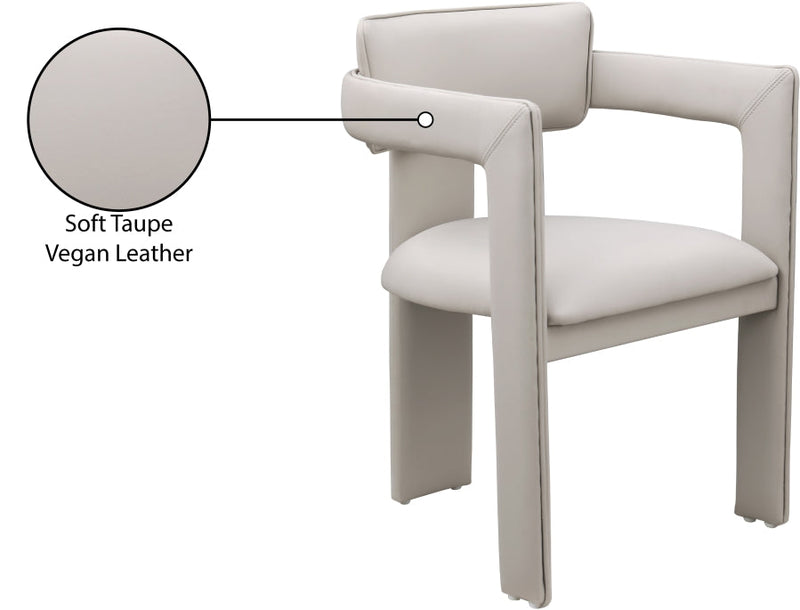 Brenda Vegan Leather Upholstered Dining Chair in Taupe, Set of 2 - 11085Taupe-C
