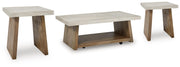 Brendalhouse Coffee Table with 2 End Tables in Light Brown - PKG022051