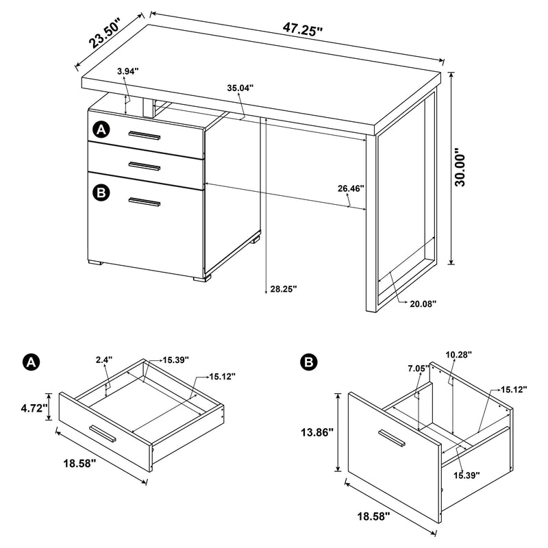 Brennan 47-inch 3-drawer Office Computer Desk Mango - 800787