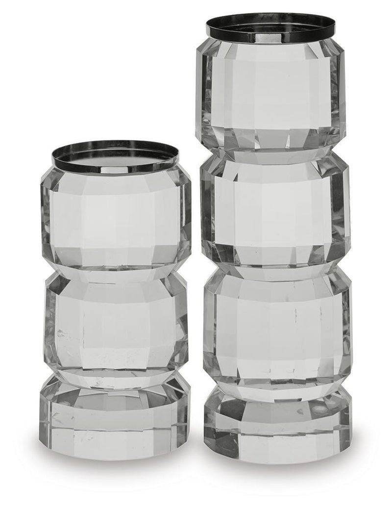 Brentley Clear/Silver Finish Candle Holder Set (Set of 2) - A2000770