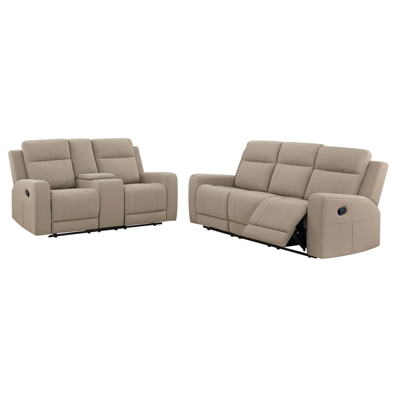 Brentwood 2-piece Upholstered Reclining Sofa Set Taupe - 610281-S2