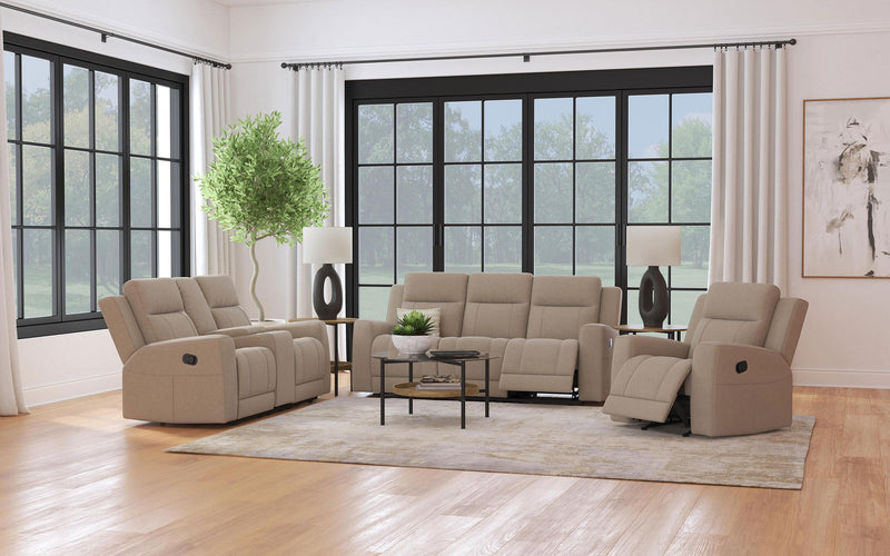 Brentwood Upholstered Motion Reclining Sofa Taupe - 610281