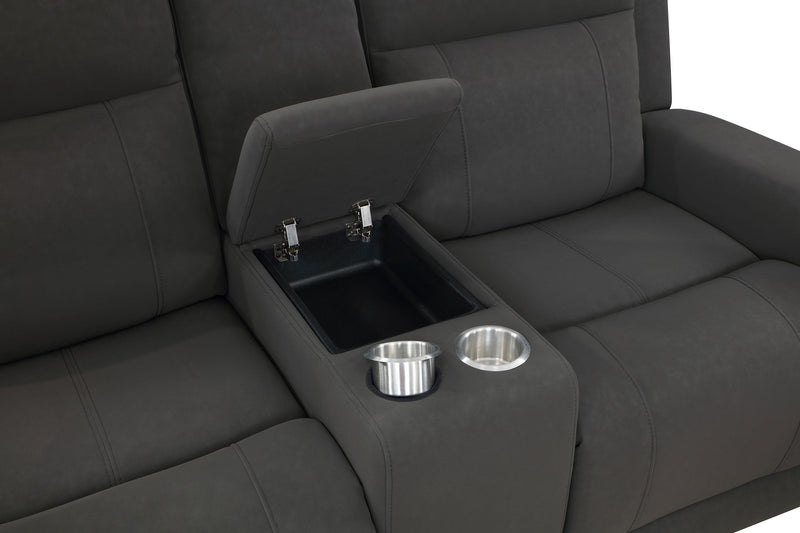 Brentwood Upholstered Reclining Loveseat Dark Charcoal - 610285