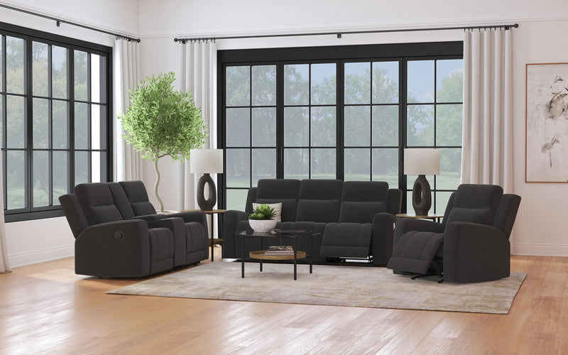 Brentwood Upholstered Reclining Loveseat Dark Charcoal - 610285
