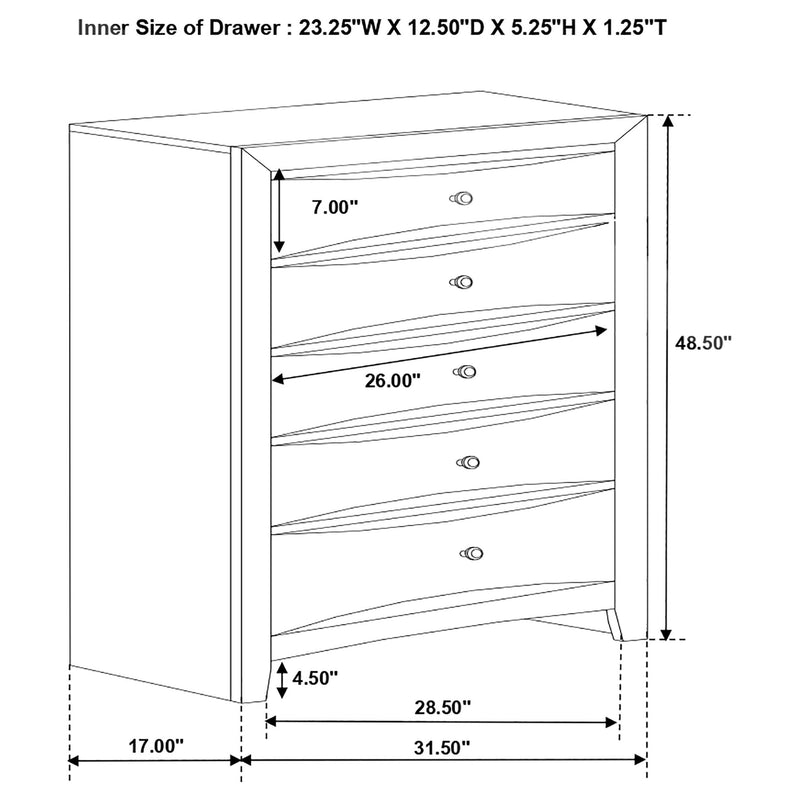 Briana 5-drawer Bedroom Chest Black - 200705