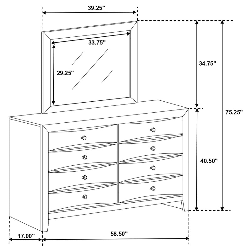 Briana 8-drawer Dresser with Mirror Black - 200703M