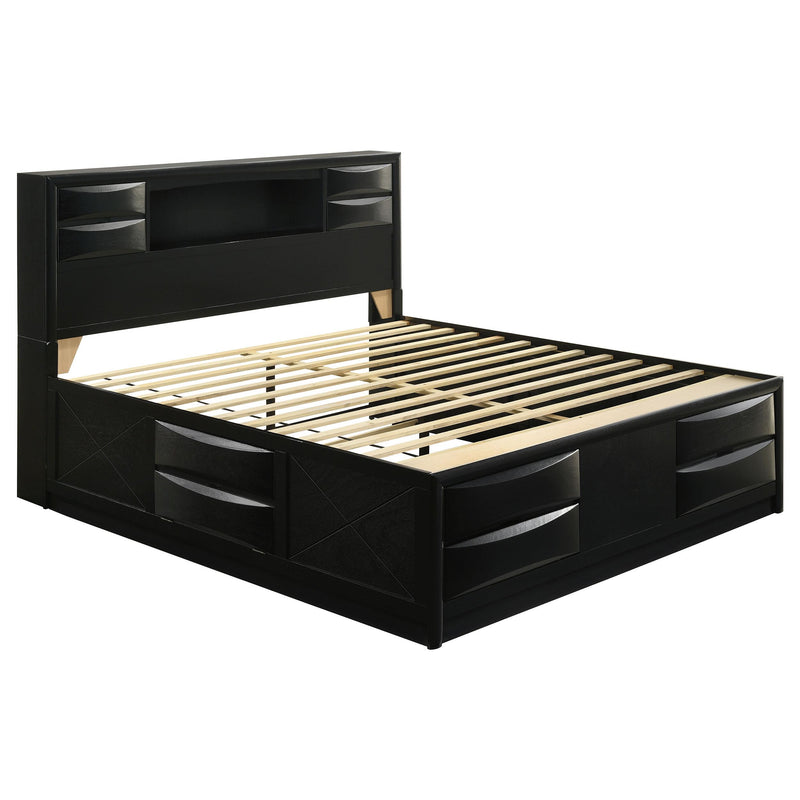 Briana Wood Eastern King Storage Bookcase Bed Black - 202701KE