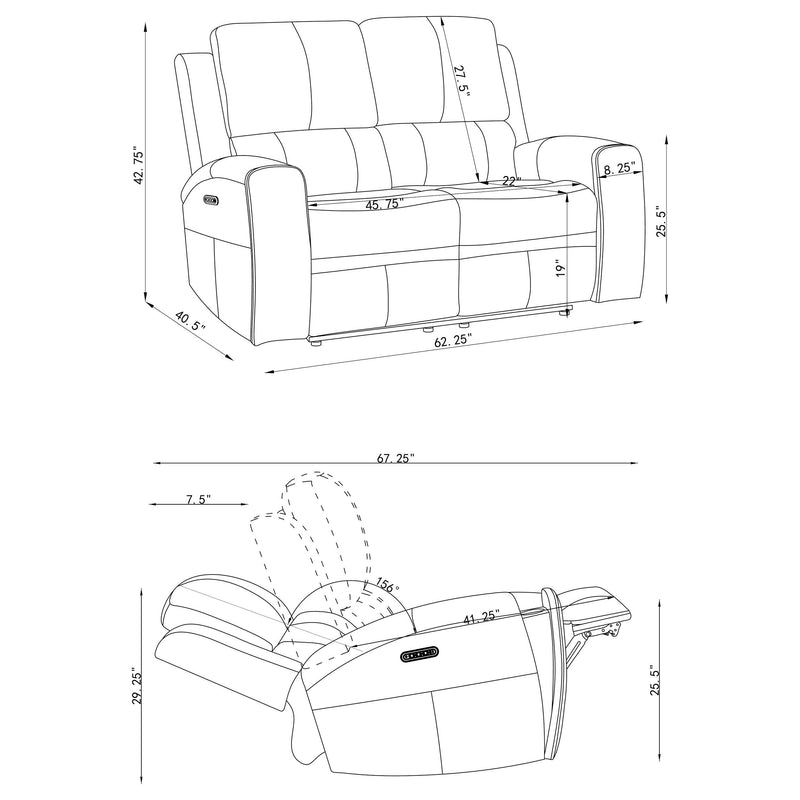 Brickston 2-piece Triple Power Reclining Sofa Set Grey - 603434PPP-S2